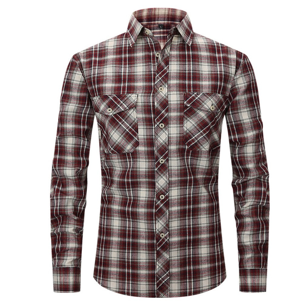 Chemise classique pour hommes avec poches - Bouton casual à manches longues pour le travail et l'extérieur