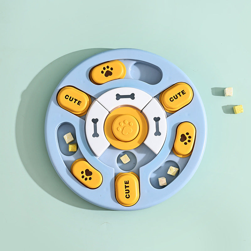 Round sound toy in blue and yellow