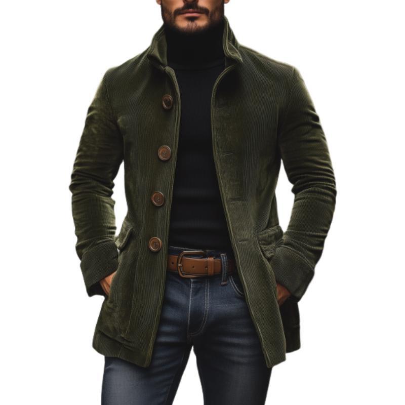 Veste pour homme Hiver Stand Collar Button-up Coat Casual Blazer Vêtements de dessus