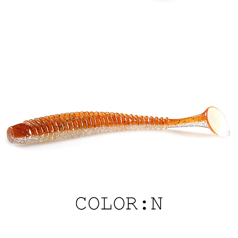 Luya Soft Fish Bait Thread T Tail Double Couleur avec sel