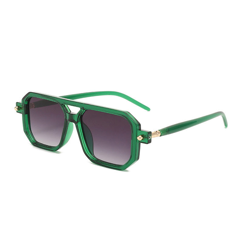 Lunettes de soleil à double pont Square-frame de style Street avec un Premium
