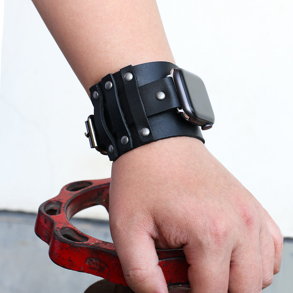 Véritable bracelet de cowhide de montre style punk