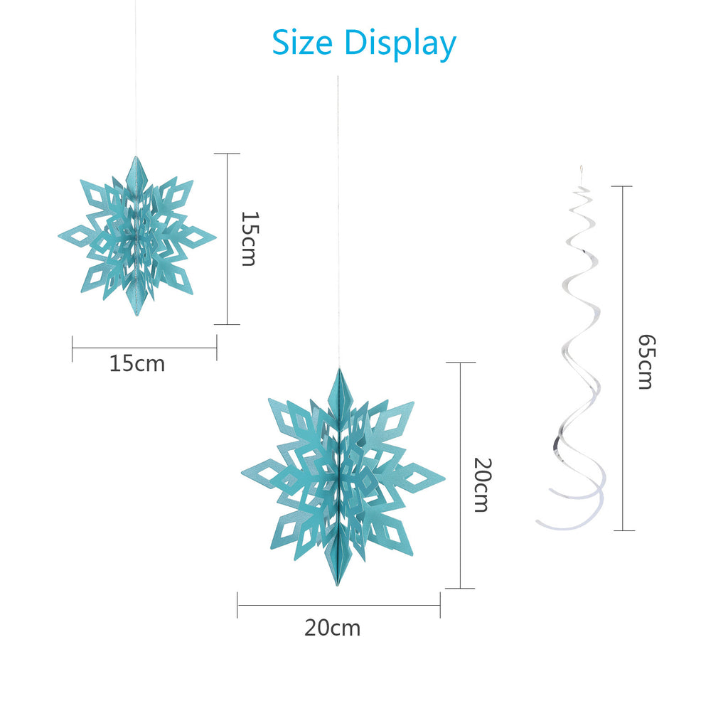 Ensemble de décoration de flocons de neige en argent – 18 Élégantes doubles spirales et 1 grand flocon de neige 3D pour Fès