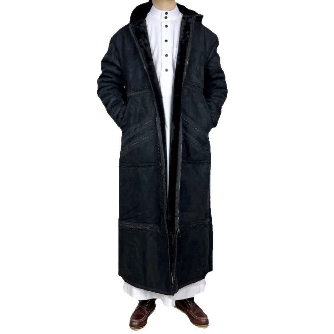 Hommes Suede-comme Robe avec Hood et des poches pour la chaleur en hiver