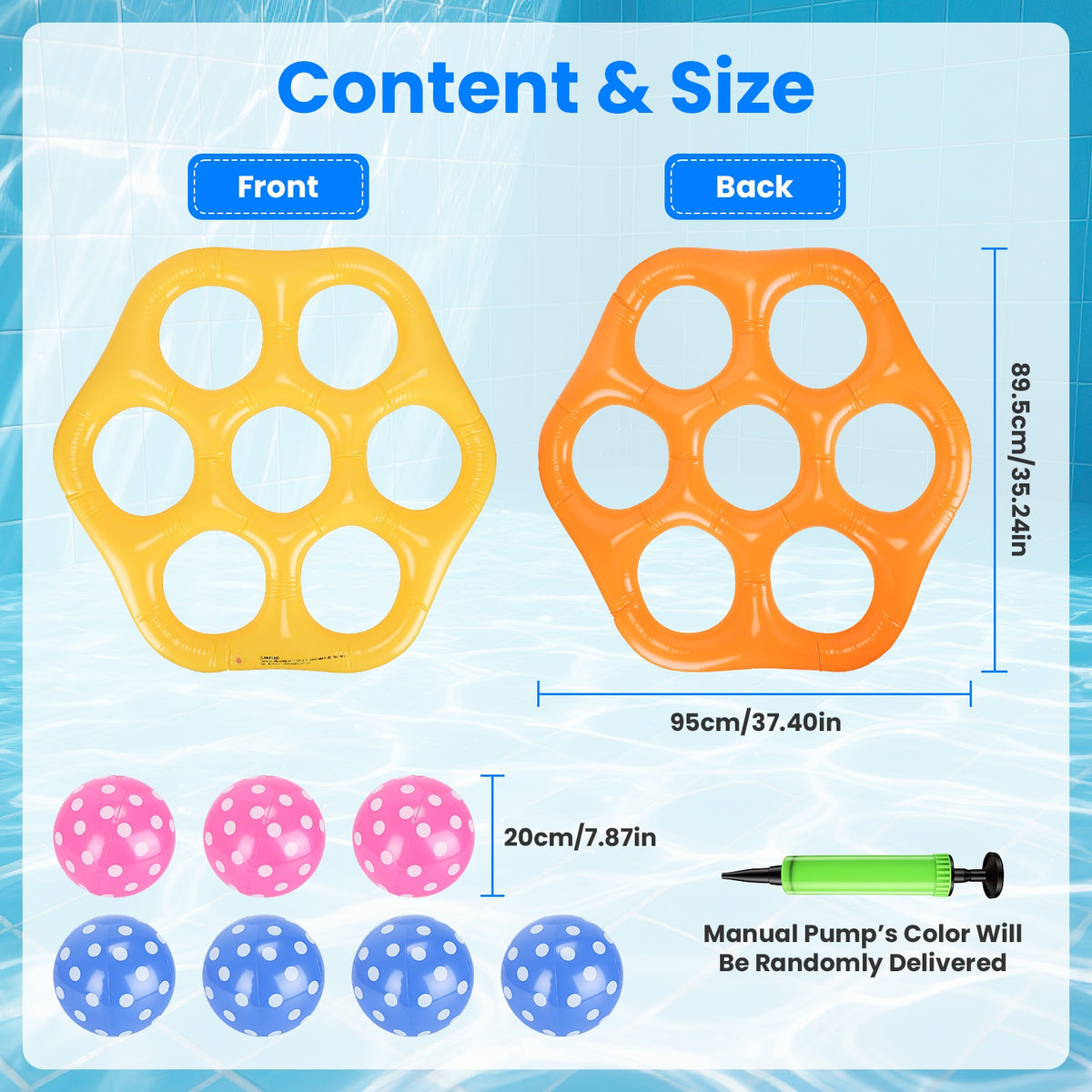1Pc Inflatable Tic-Tac-Toe Billiards Pool Game with 7 Balls Portable Inflatable Summer Water Toy