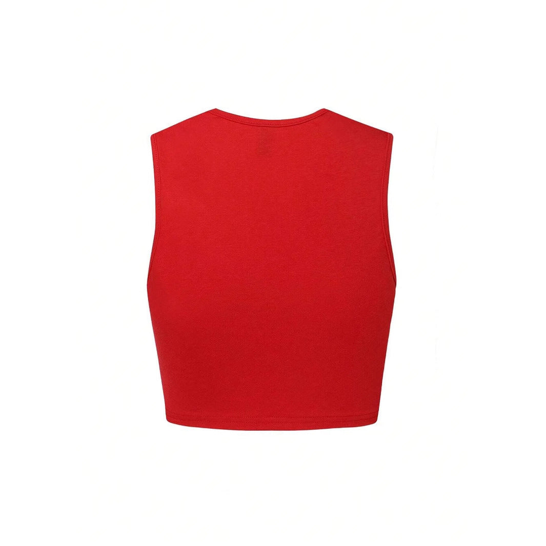 Rouge creux Impression numérique personnalisée Veste sport sans manches