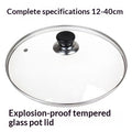 Verre trempé ménager 32 Wok 30 Couvercle en acier inoxydable