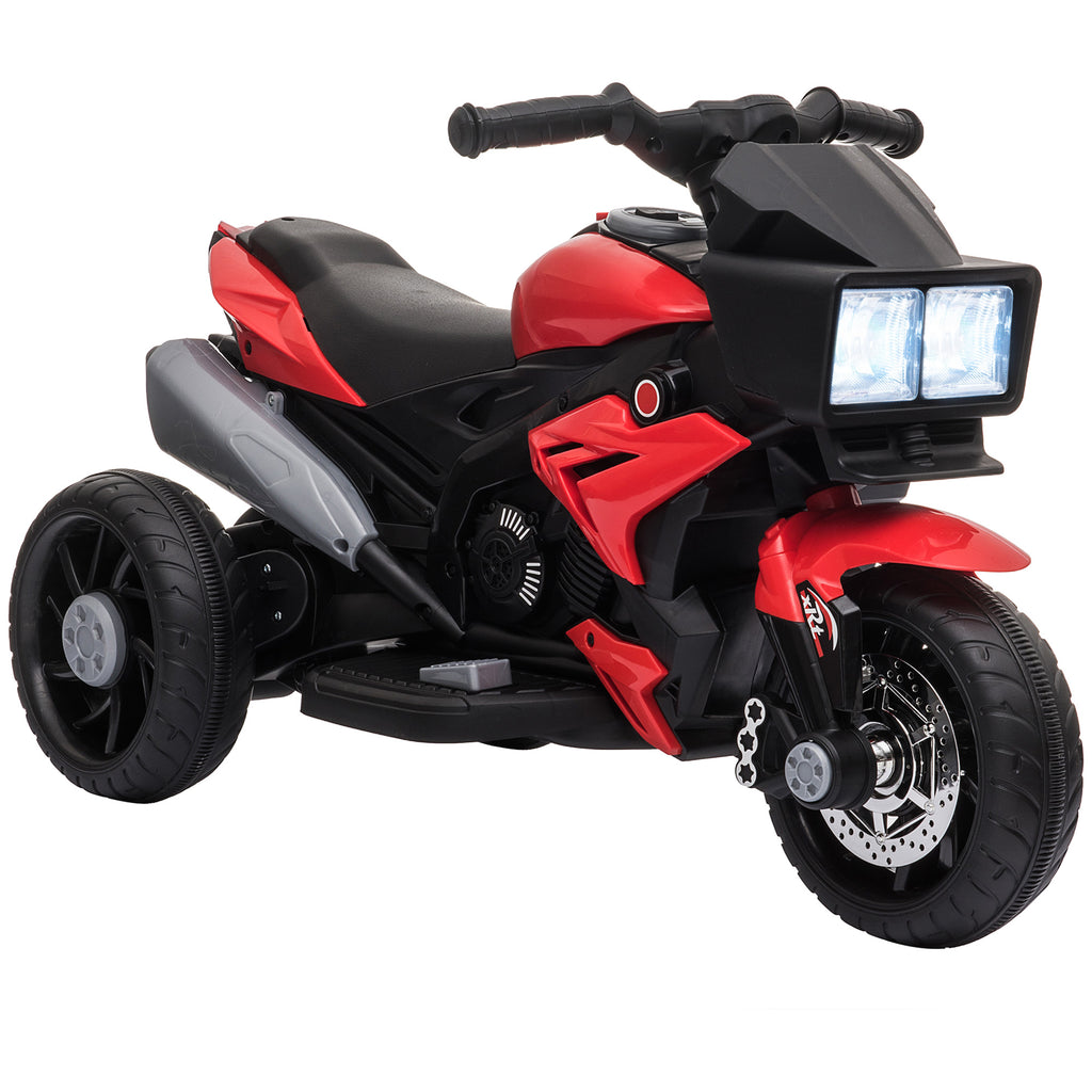 Jouet de moto électrique rouge 6V pour enfants avec phares en corne de musique