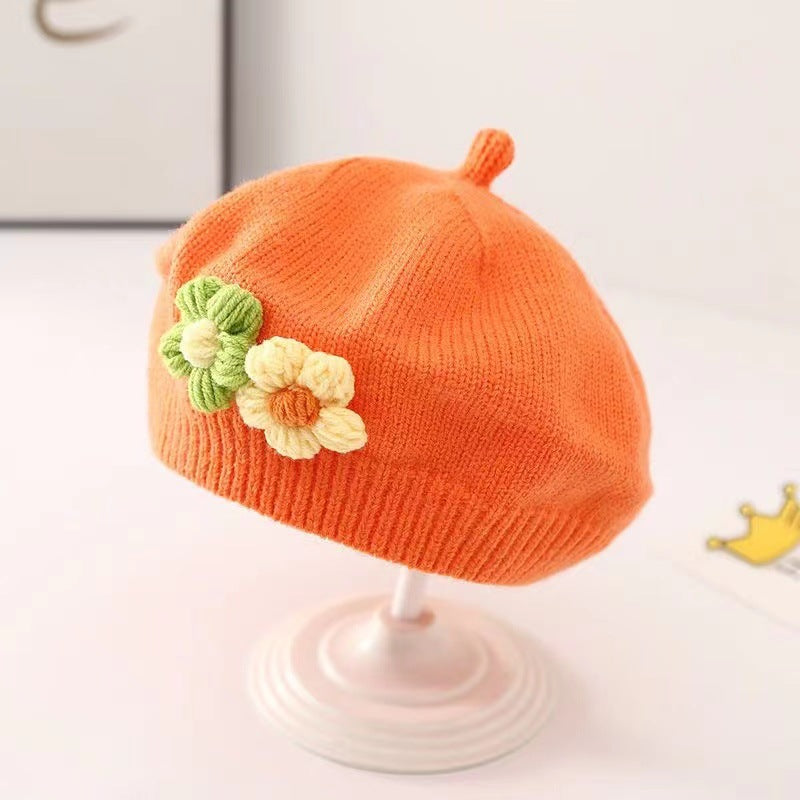 Chapeau bébé fille Béret tricoté en laine