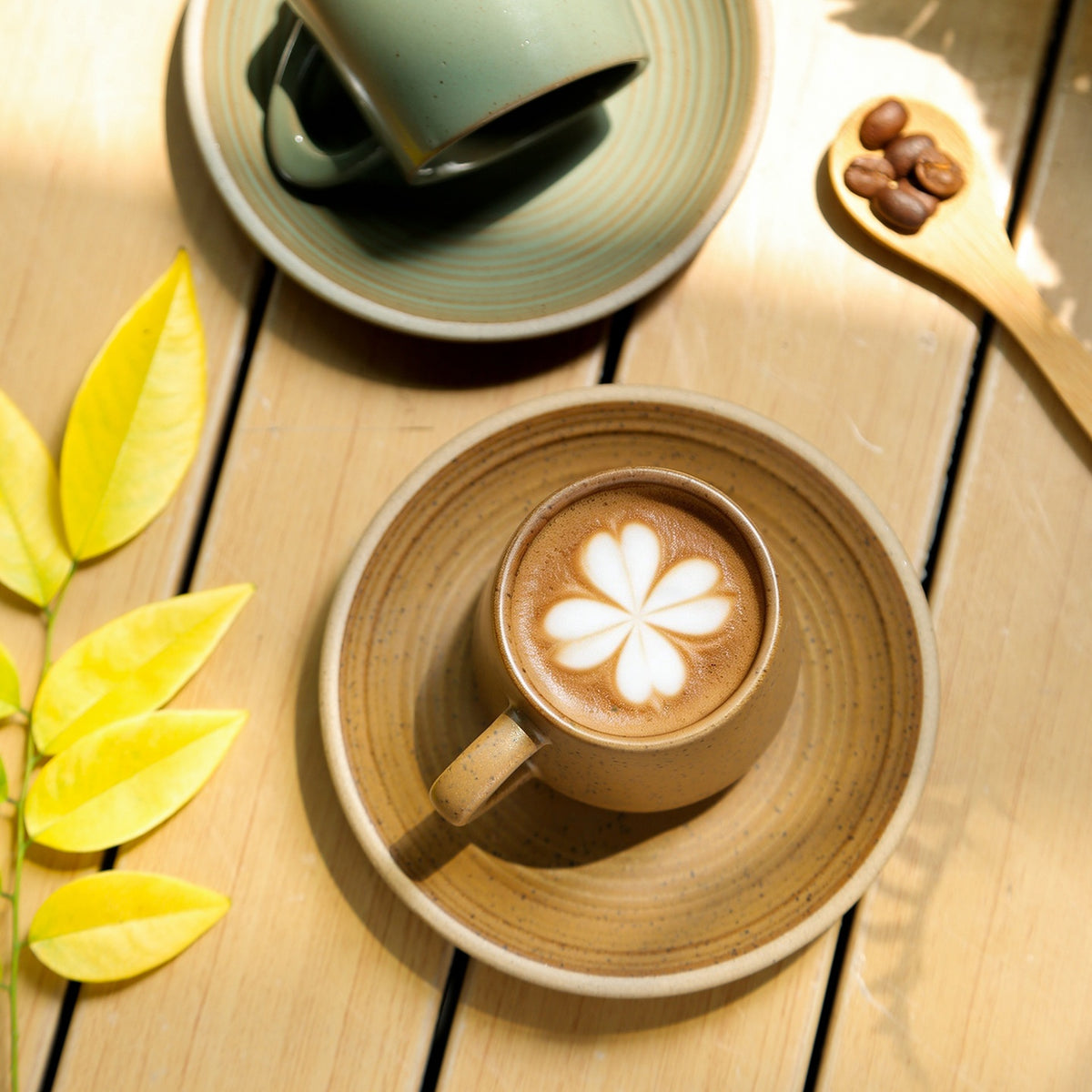 Élégante et créative en pierre rustique Latte Art Retro Cup and Saucer Set en céramique