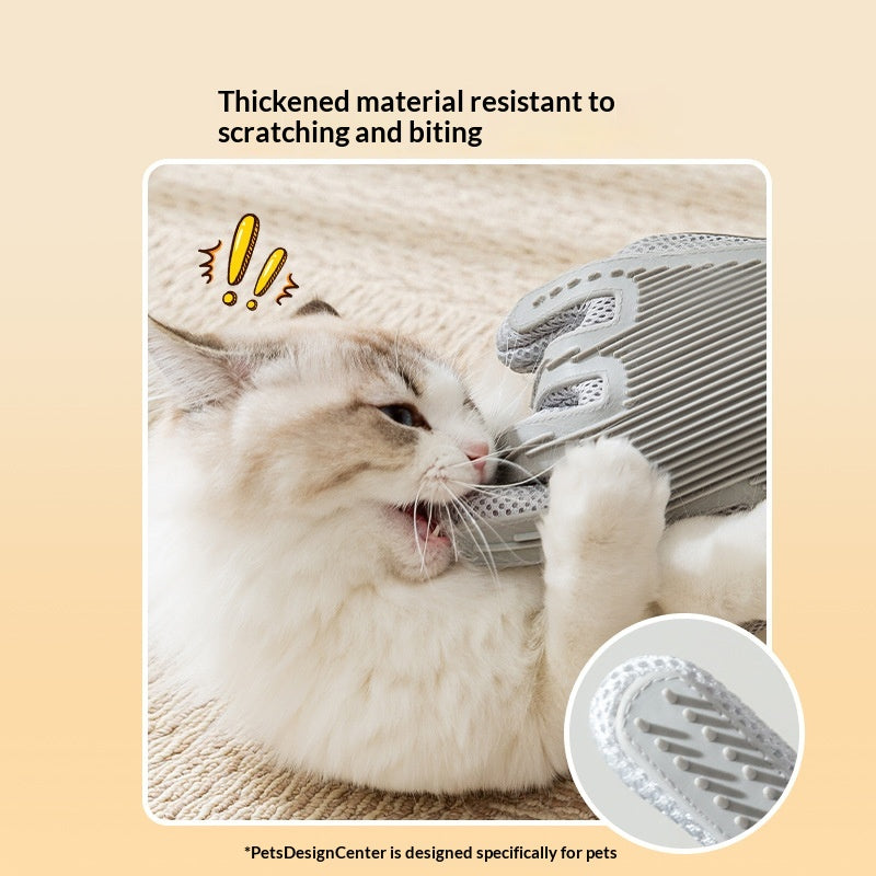 Double-sided glove for cat grooming and cleaning
