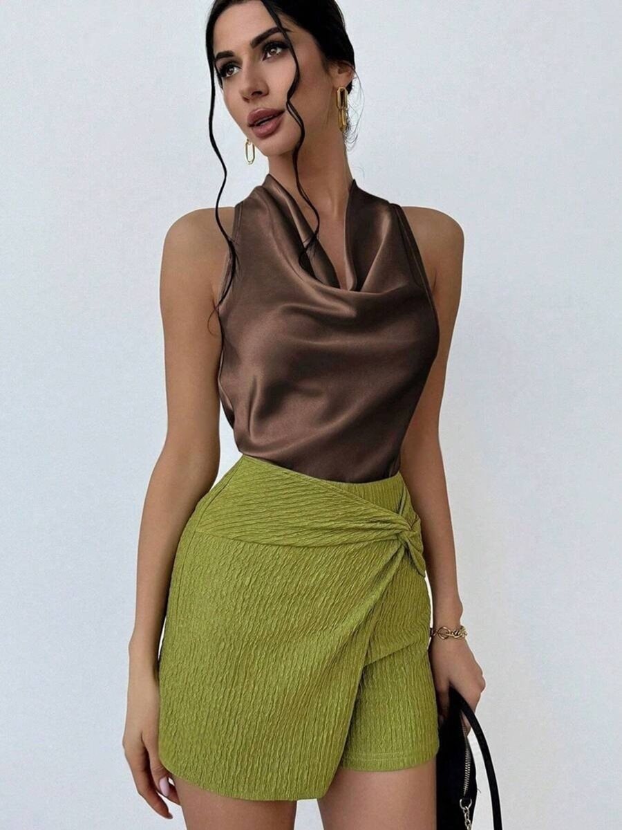 Women's Solid Color Sleeveless Satin Blouse
