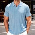 European and American Men's Summer Casual Torchon respirant Jacquard Tissu Turn-Down Colla
