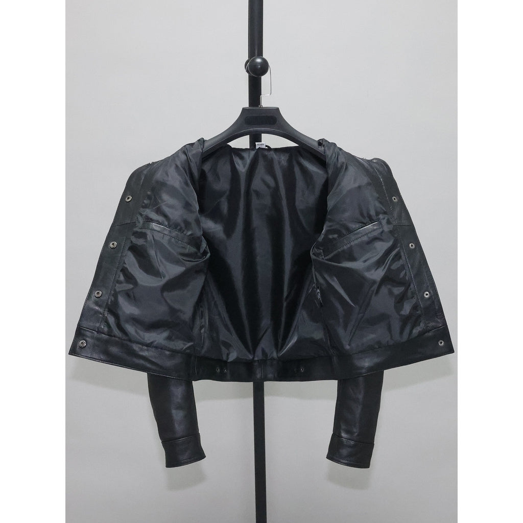 Veste en cuir pour femmes en cuir mince et court