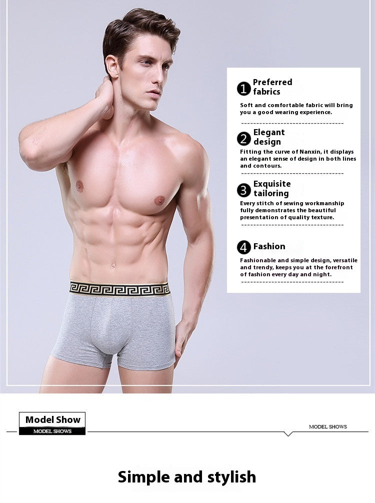 Slips de boxer en coton pour homme Casual Solid Color Four Corners