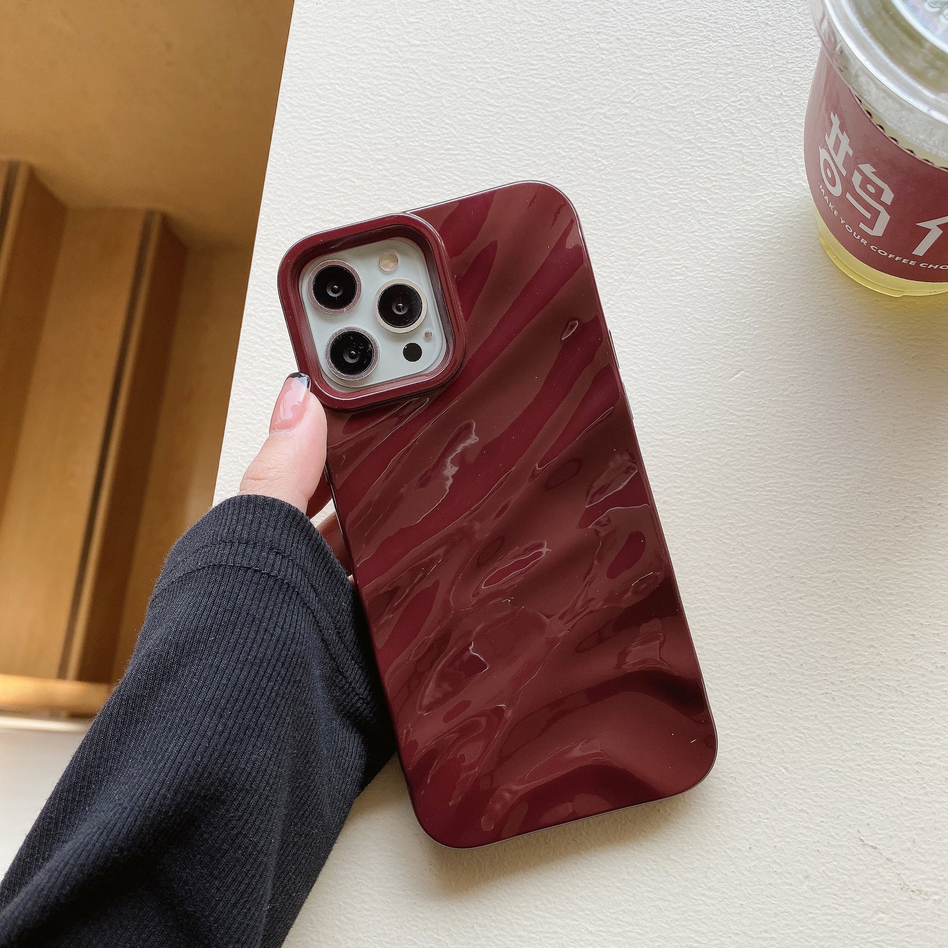 Housse de téléphone plissée de couleur solide anti-chute