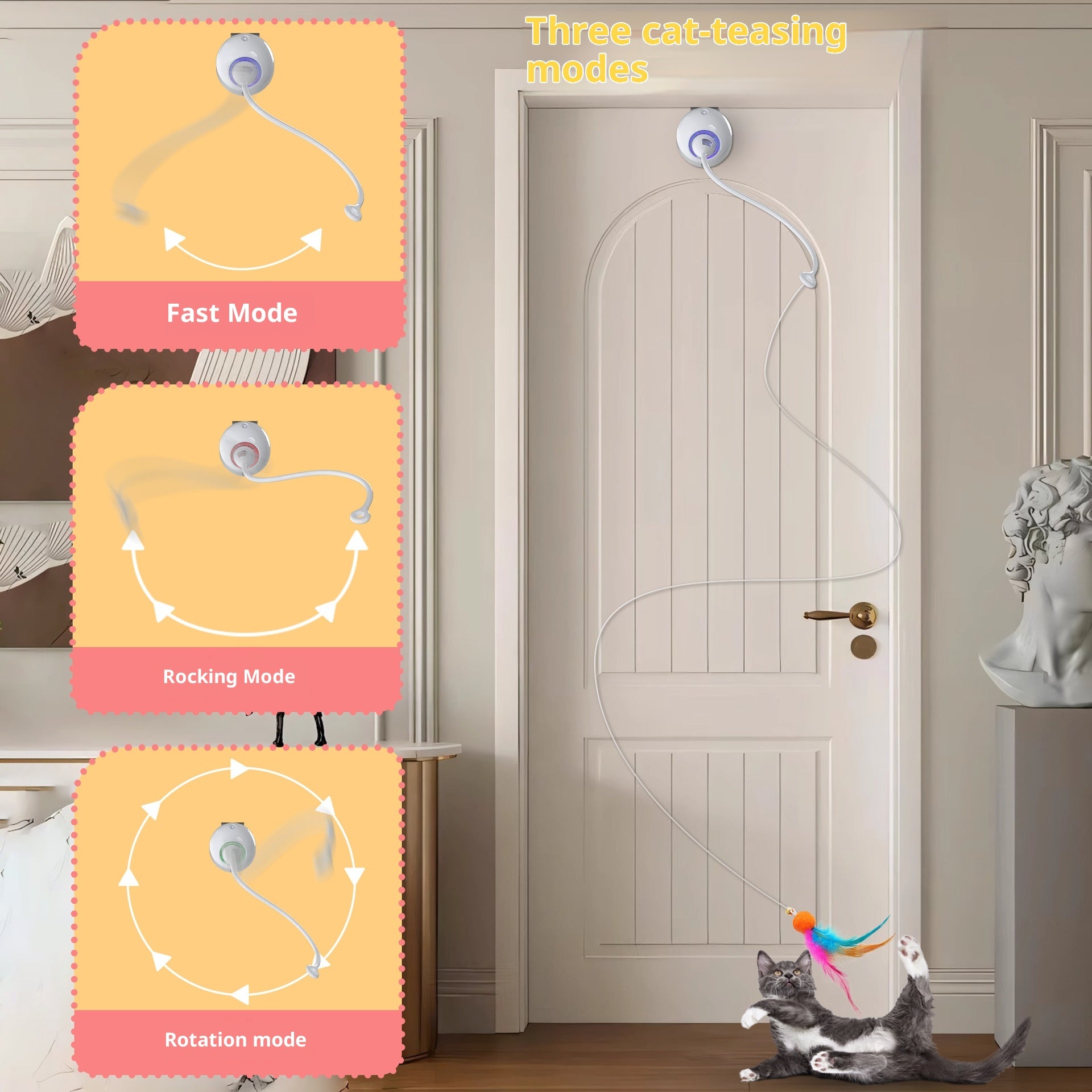 Smart Cat Teaser Stick Interactive Toy Porte suspendue à distance