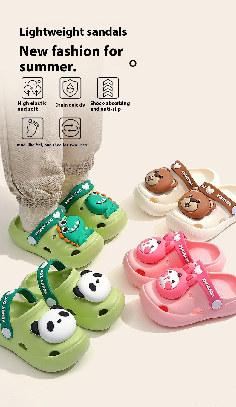 Pantoufles pour enfants Summer Cartoon Baby Soft Bottom Hole Chaussures Garçons et Filles Fermé orteil S