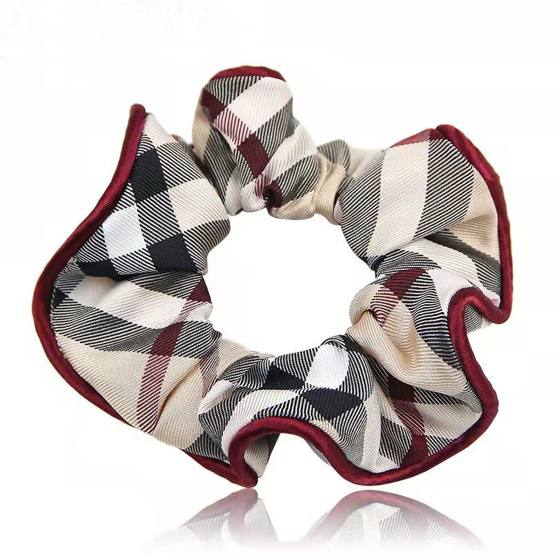 Simple Tissu Plaid Classique Grande Anneau de Cheveux Intestine I