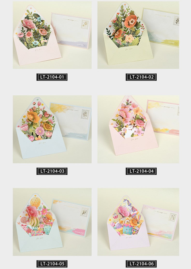 Enveloppe de cartes de voeux de Bénédiction 3D Blossom moyen