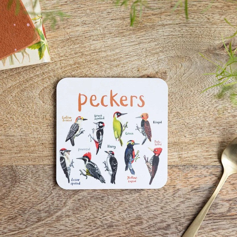 Sous-verres de pun d'oiseau Fun Square Boissons sous-verre pour enfants Tapis de coupe en bois et PVC Accueil Kitch