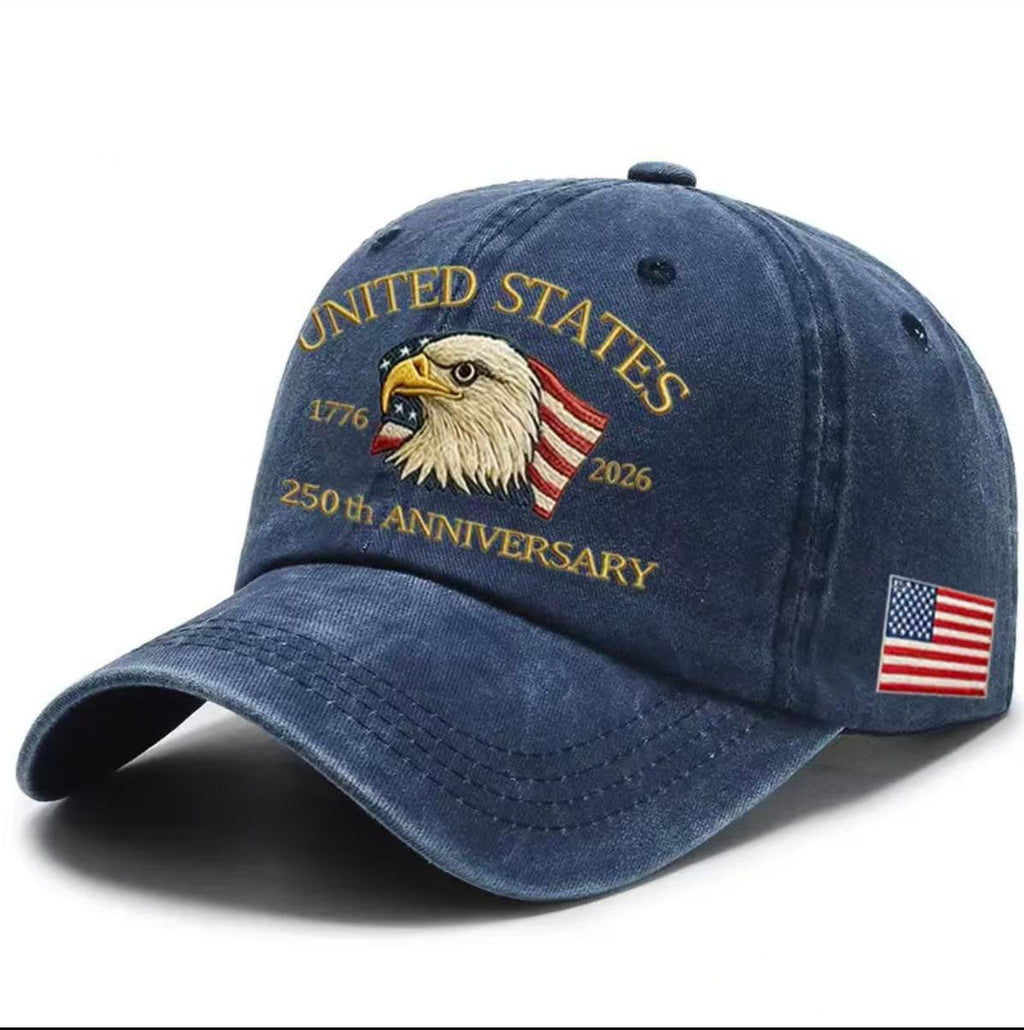 USA Casquette 250ème anniversaire Lavé-Imprimé Chapeau drapeau USA Eagle Baseball Cap Broderie Casual B