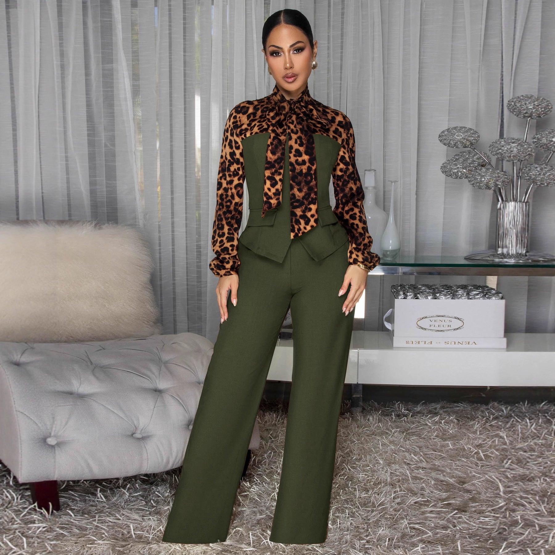 Pantalon élégant et en dentelle Pantalon à large jambe