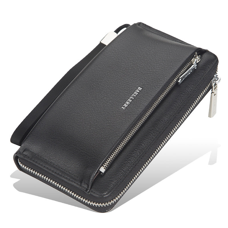 Large capacity zippered clutch for men