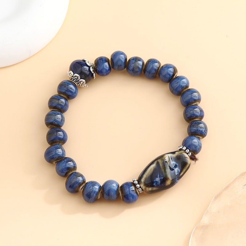 Rétro Scenery Dezhou Ceramic Bracelet Student Literary Ethnic Style National Tendance Perlée