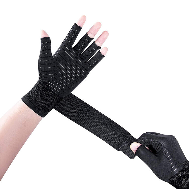 Finger Strap Copper Fibre Fitness Black Outdoor Non-slip Joint Care Gants de vélo