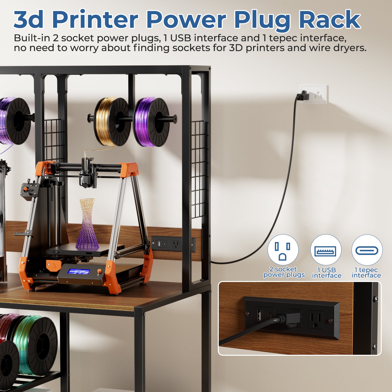 Support d'imprimante 3D double avec stockage filament