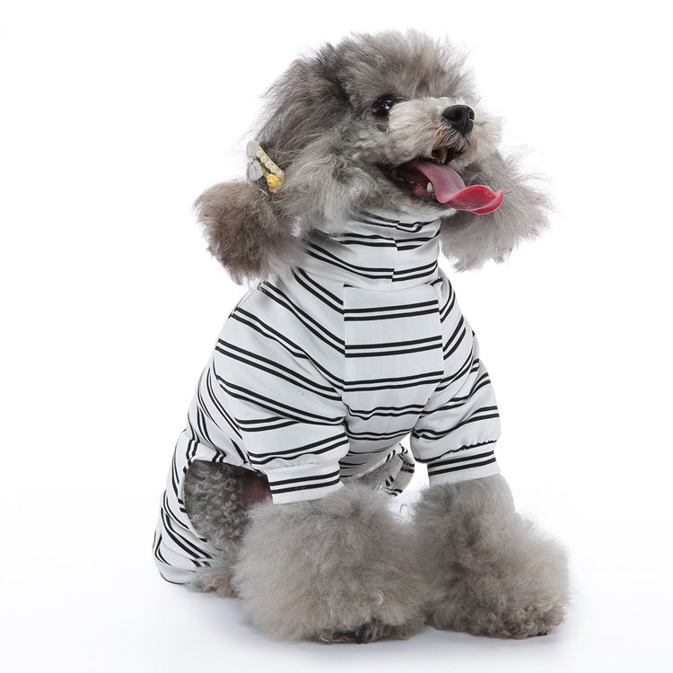 Vêtements de chien d'été rayés maison Pajamas Mince