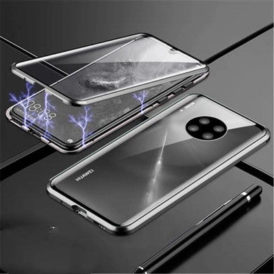Couverture de protection en verre métallique magnétique double face pour téléphone portable Shell