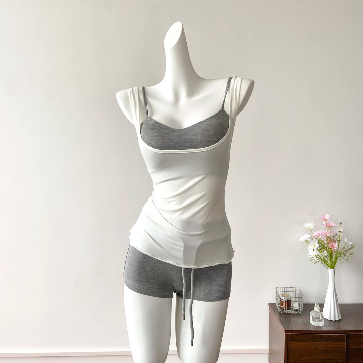 Ensemble de camisoles en deux parties, en couleurs, doux et sexy