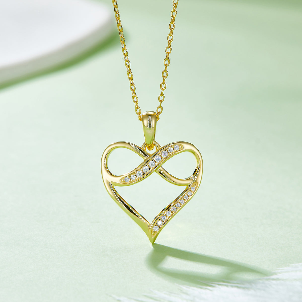 4g S925 Argent Sterling Moissanite Infinity Collier de coeur 45cm 19 pendentif en pierre avec GRA