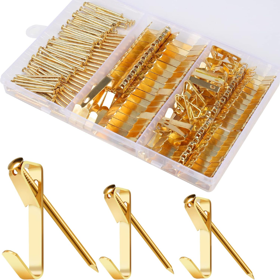 184 Pieces Picture Hanging Kit 20lb 30lb 50lb Picture Hangers Metal Hooks with Nails for D