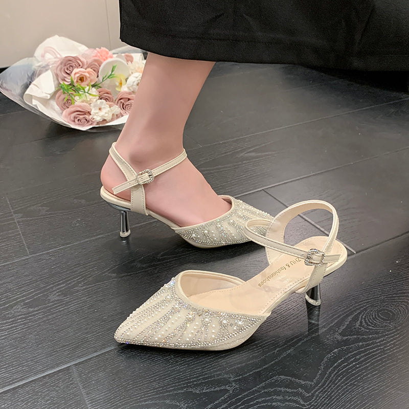 Sandales d'orteil pointu à moitié fermé pour femmes