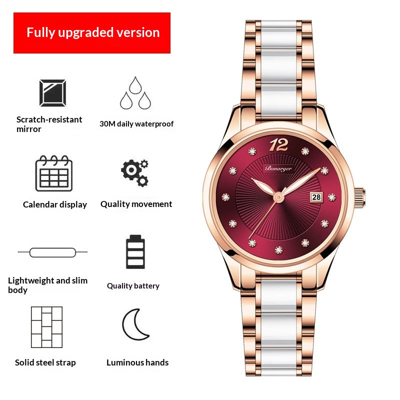 Meilleures ventes Femmes Montres Un élégant garde-temps en céramique résistant à l'eau avec un minimaliste De