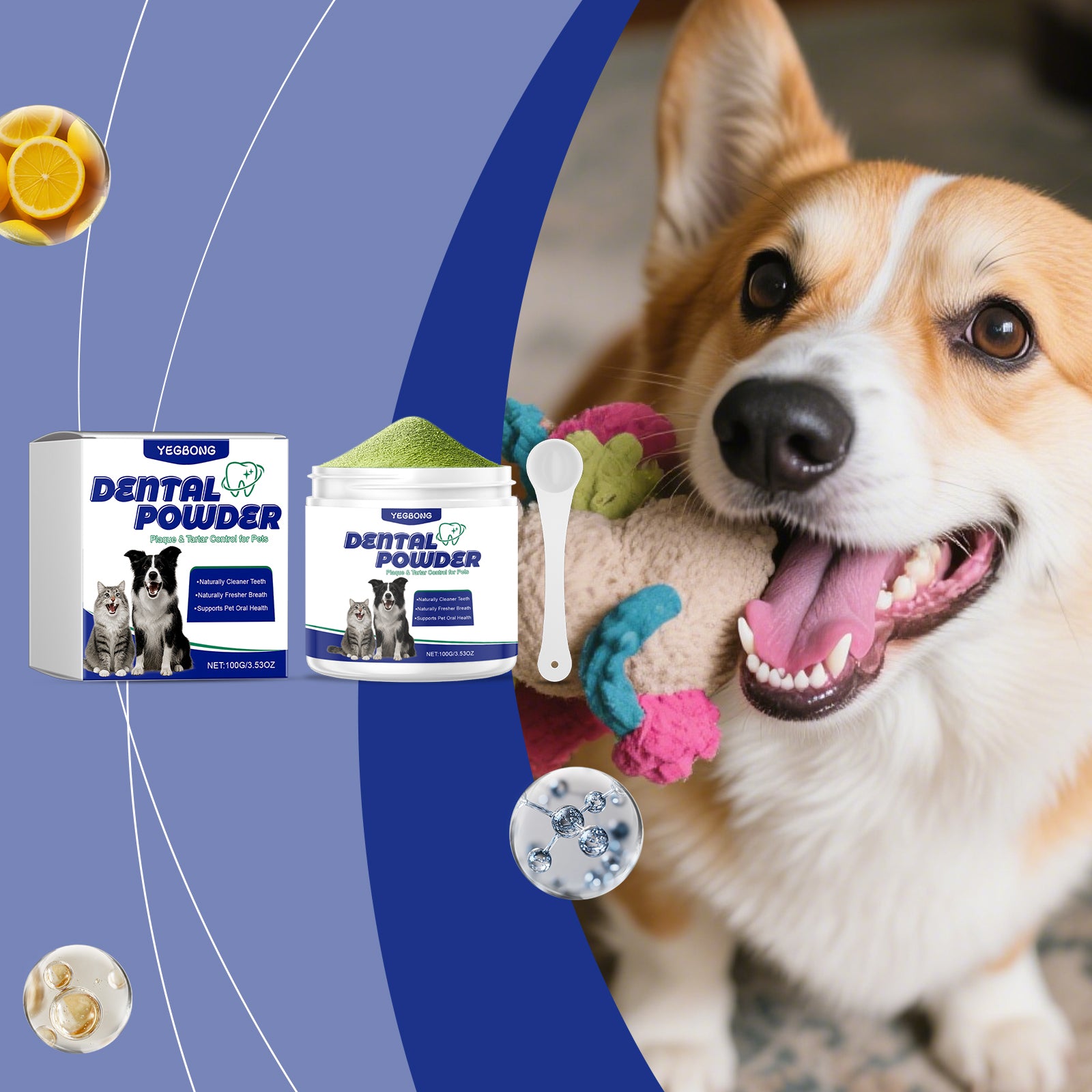 Poudre de nettoyage des dents des animaux de compagnie