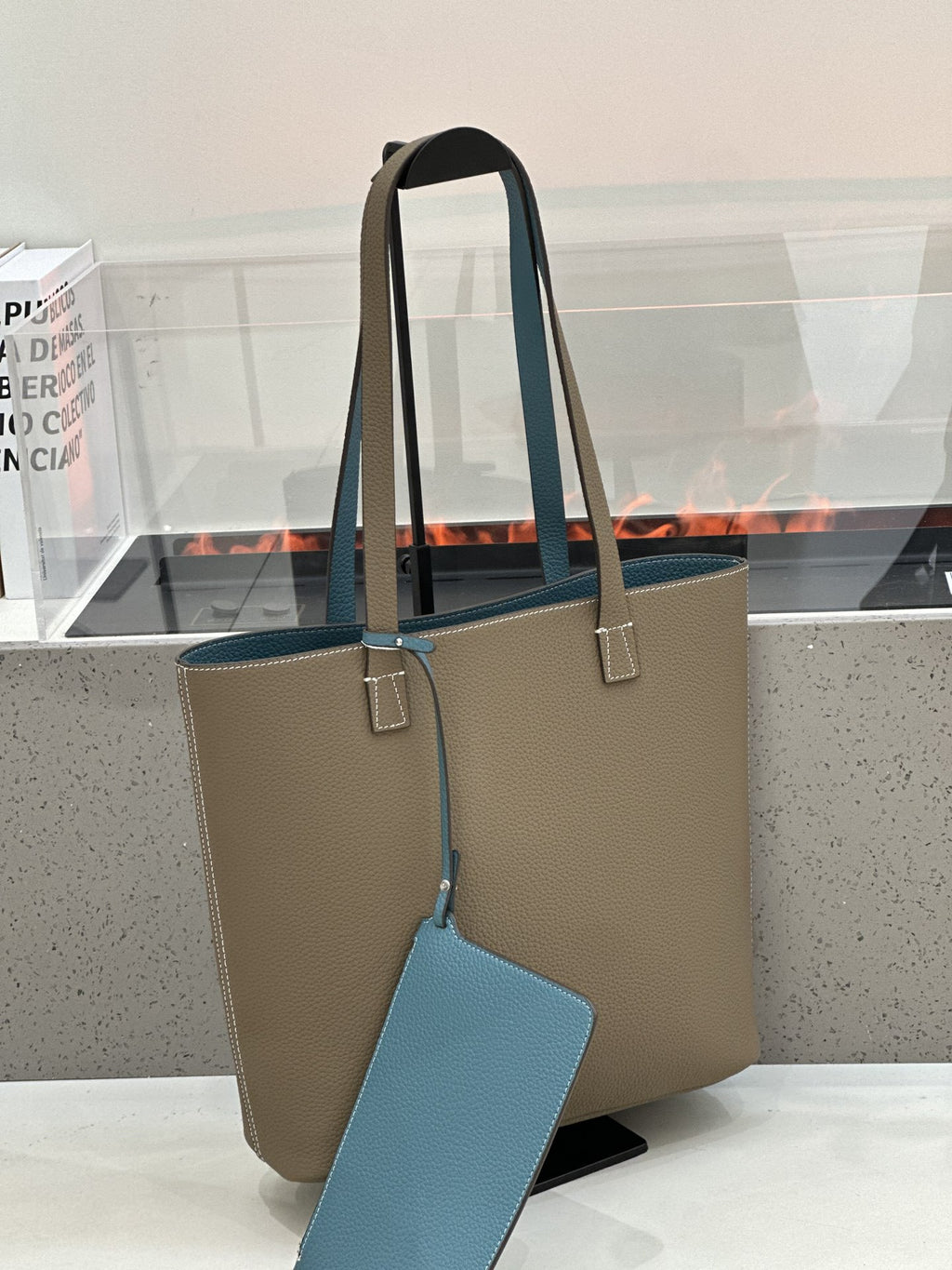 Sac à bandoulière double side style coréen TC Top Layer Sac à seau en cuir de vache Grande capacité ouverte