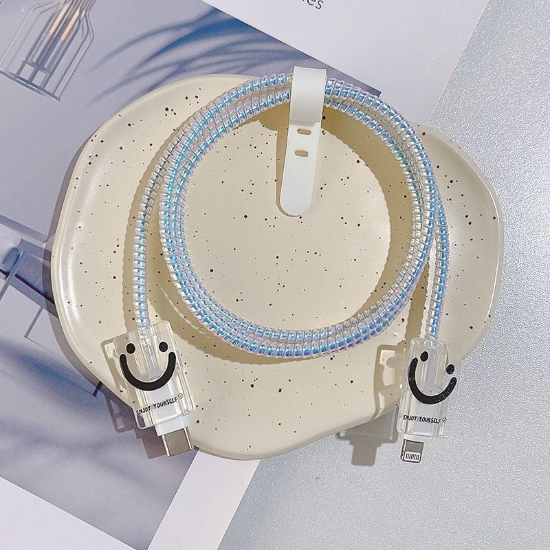 Scratch-Resistant Transparent USB Charger Cable Protection Sleeve