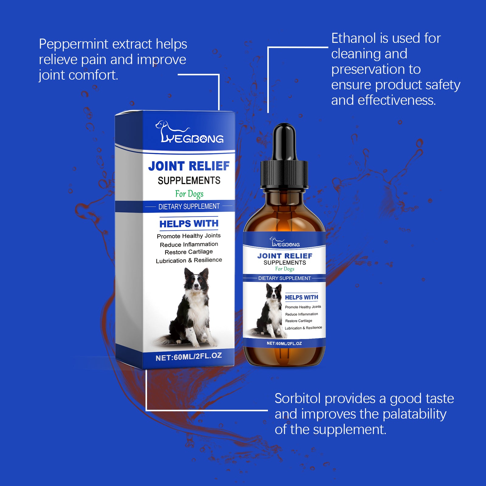 Dog Joint Relief Liquid Supplément gouttes