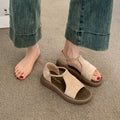 Femmes Retro Minimalist Large T-Panel Slingback Platform Sandales Matching Casual Daily Vacat