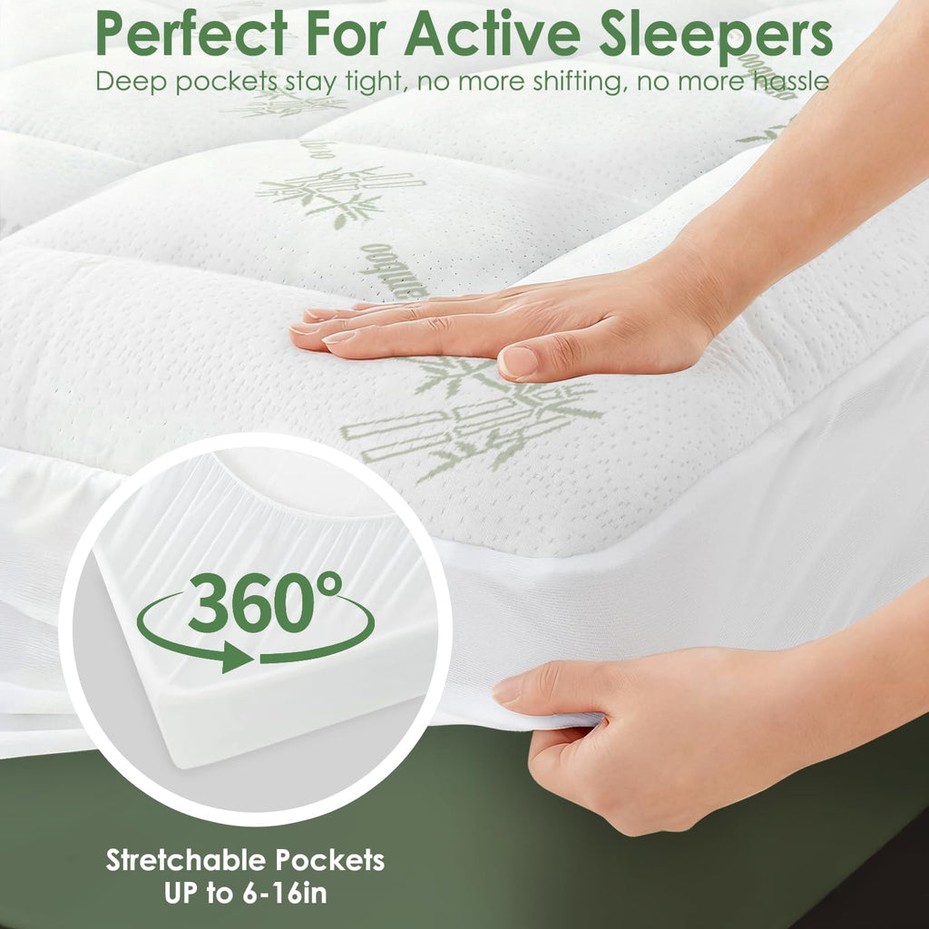 Reine Matelas Topper Viscose dérivé du bambou
