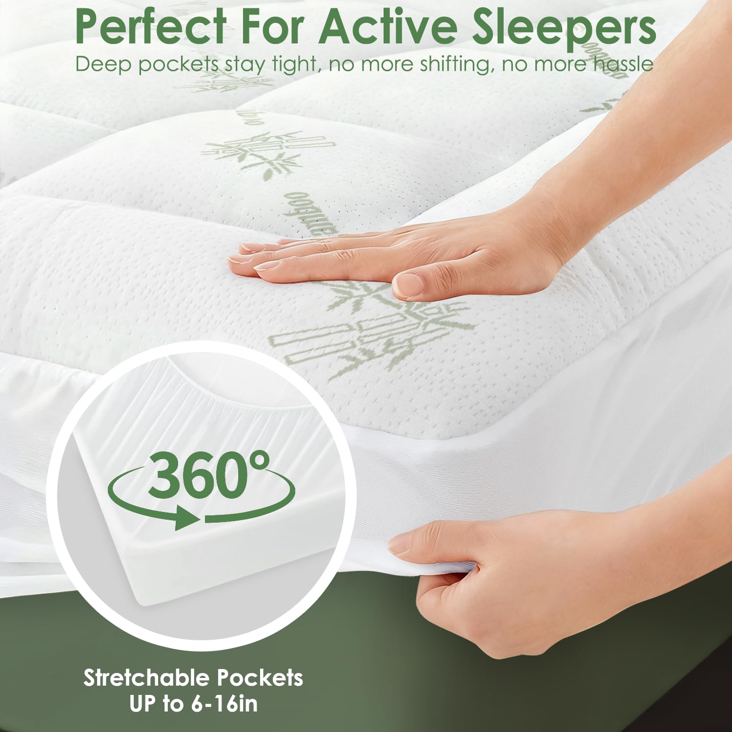 Reine Matelas Topper Viscose dérivé du bambou