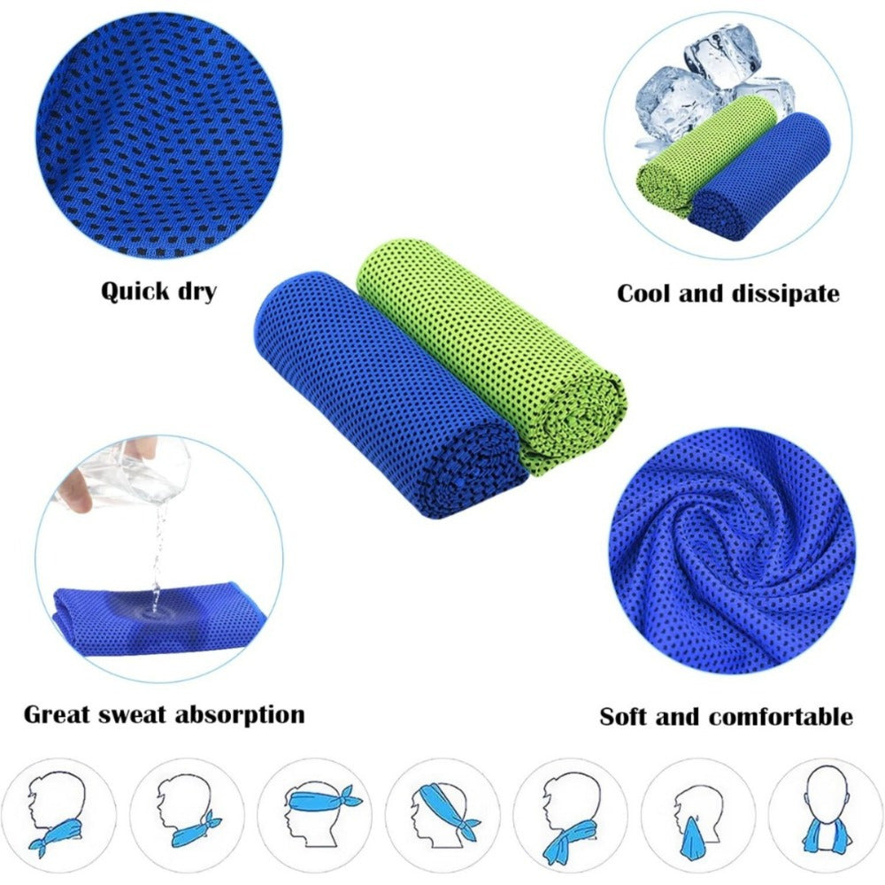 2 cooling towels in blue and green - cooling towels for sport