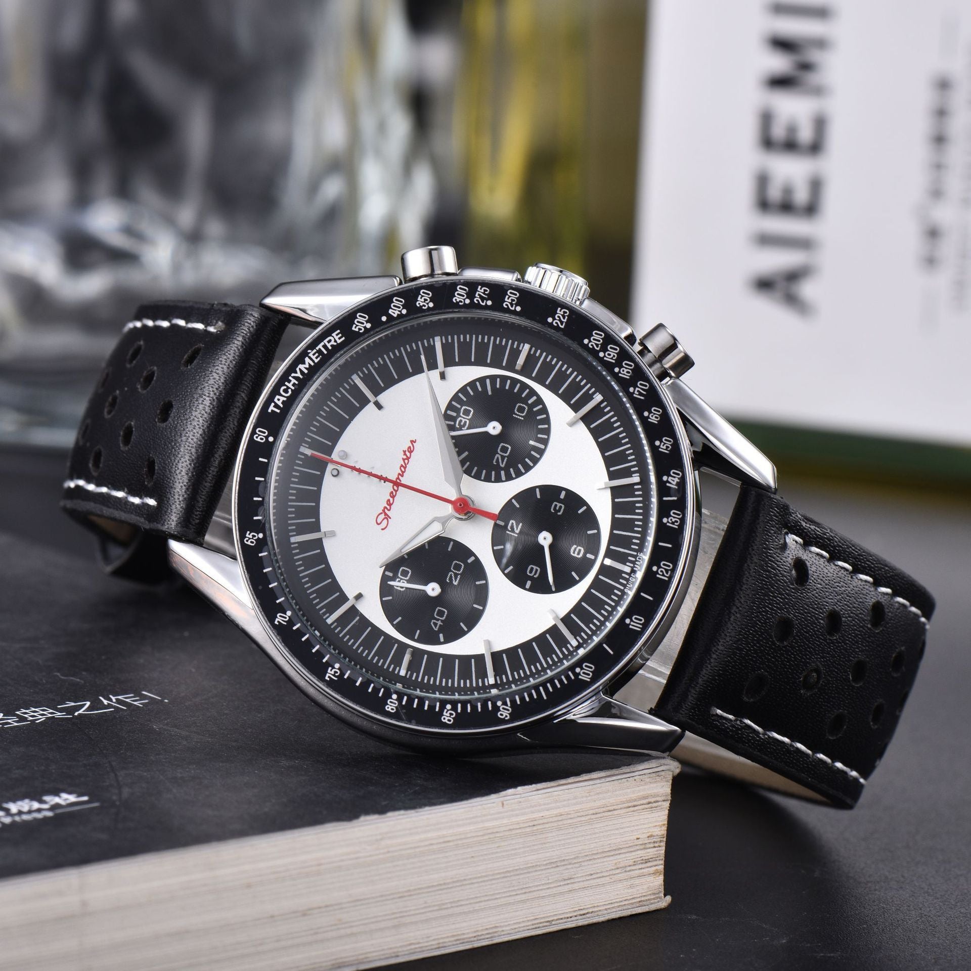 Montre Quartz multi-fonctions en cuir à 6 poignées pour hommes d'affaires