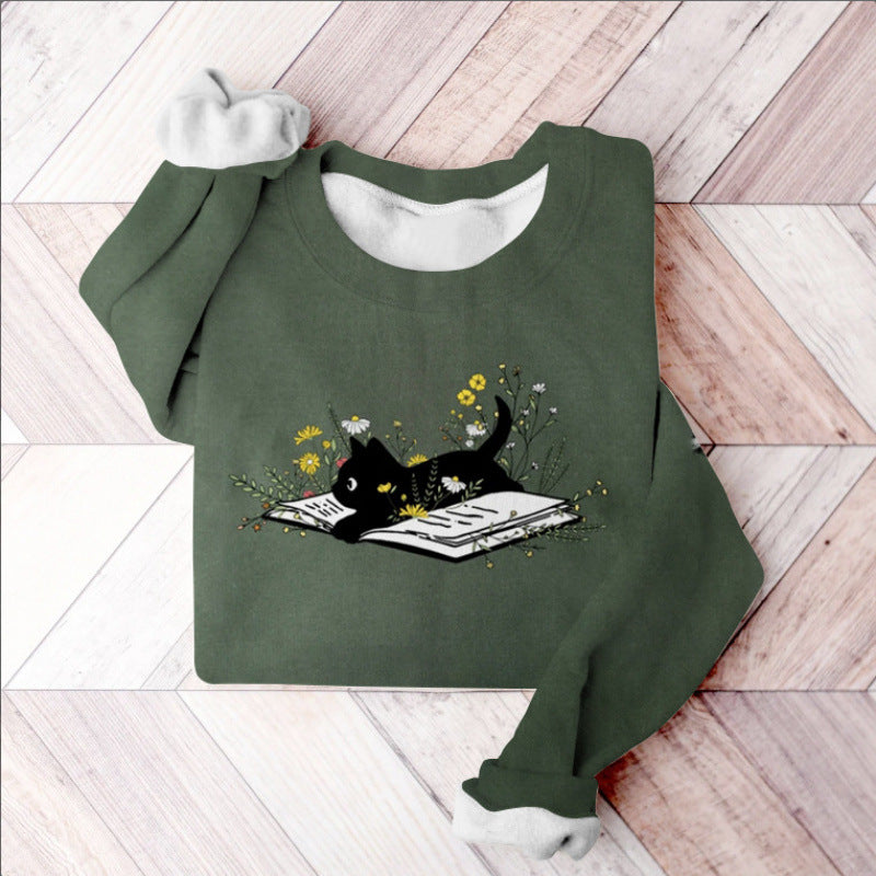 Sweatshirt à manches longues avec imprimé européen et américain