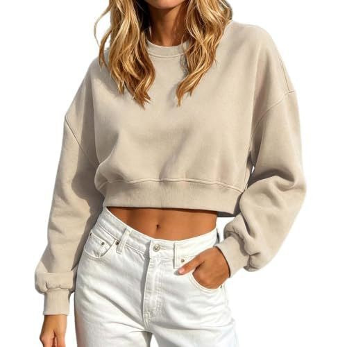 Pull Casual Sporty Top Cropped Loose-fit à manches longues Hoodie