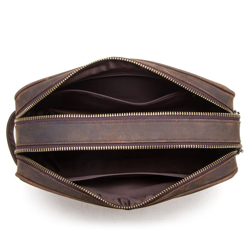Clutch en cuir véritable pour hommes Vintage Première couche